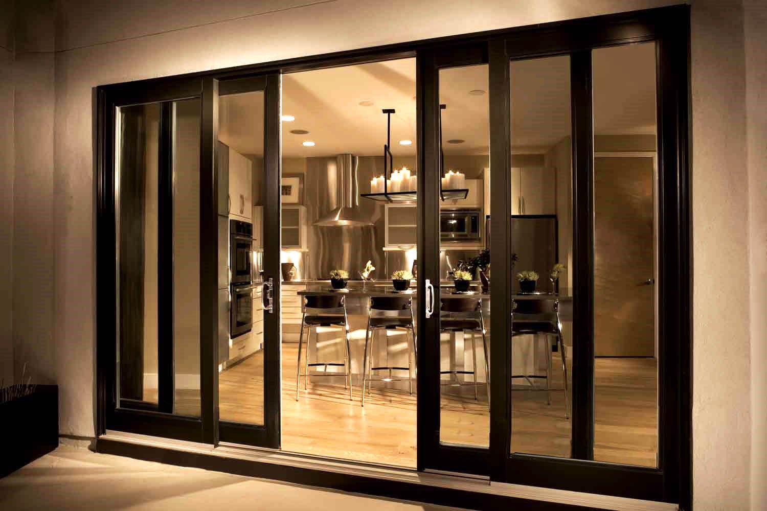 Aluminum sliding patio door with thermal break technology and large glass panels - GRT Building